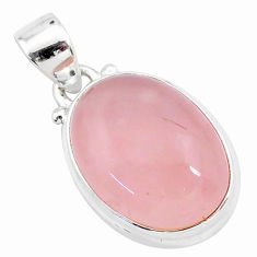 12.22cts natural pink rose quartz 925 sterling silver handmade pendant r96320