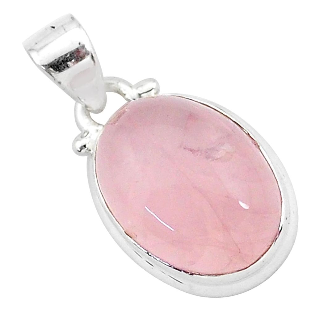 9.37cts natural pink rose quartz 925 sterling silver handmade pendant r96433