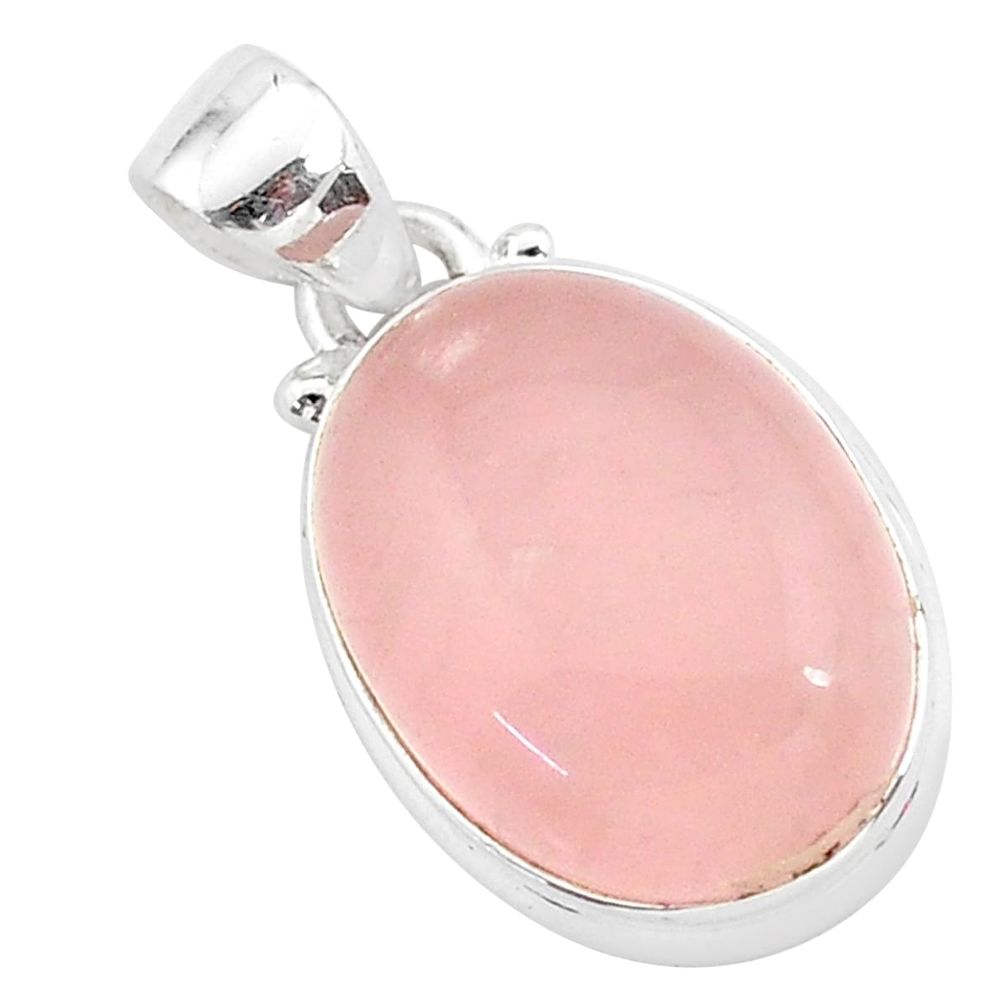 11.51cts natural pink rose quartz 925 sterling silver handmade pendant r96439