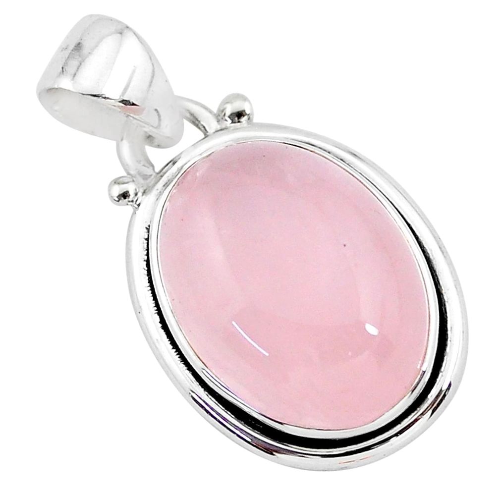 9.86cts natural pink rose quartz 925 sterling silver handmade pendant r96463