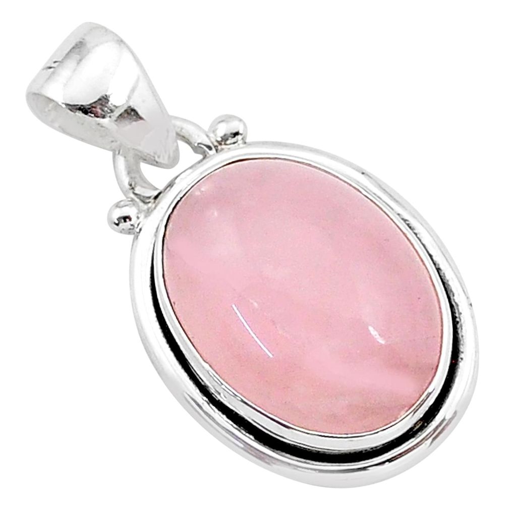 9.86cts natural pink rose quartz 925 sterling silver handmade pendant r96468