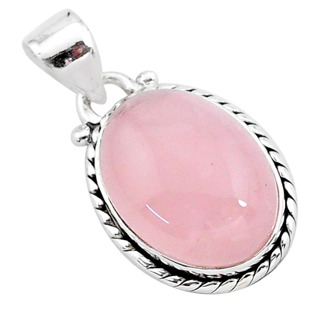 8.12cts natural pink rose quartz 925 sterling silver handmade pendant r96469