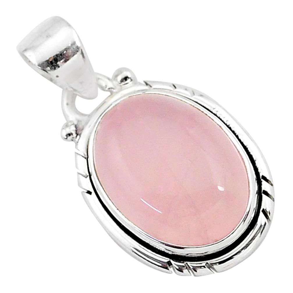 8.56cts natural pink rose quartz 925 sterling silver handmade pendant r96471