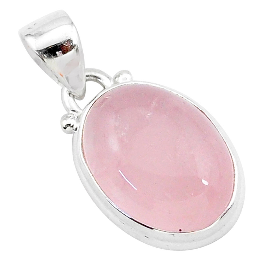 8.43cts natural pink rose quartz 925 sterling silver handmade pendant r96475