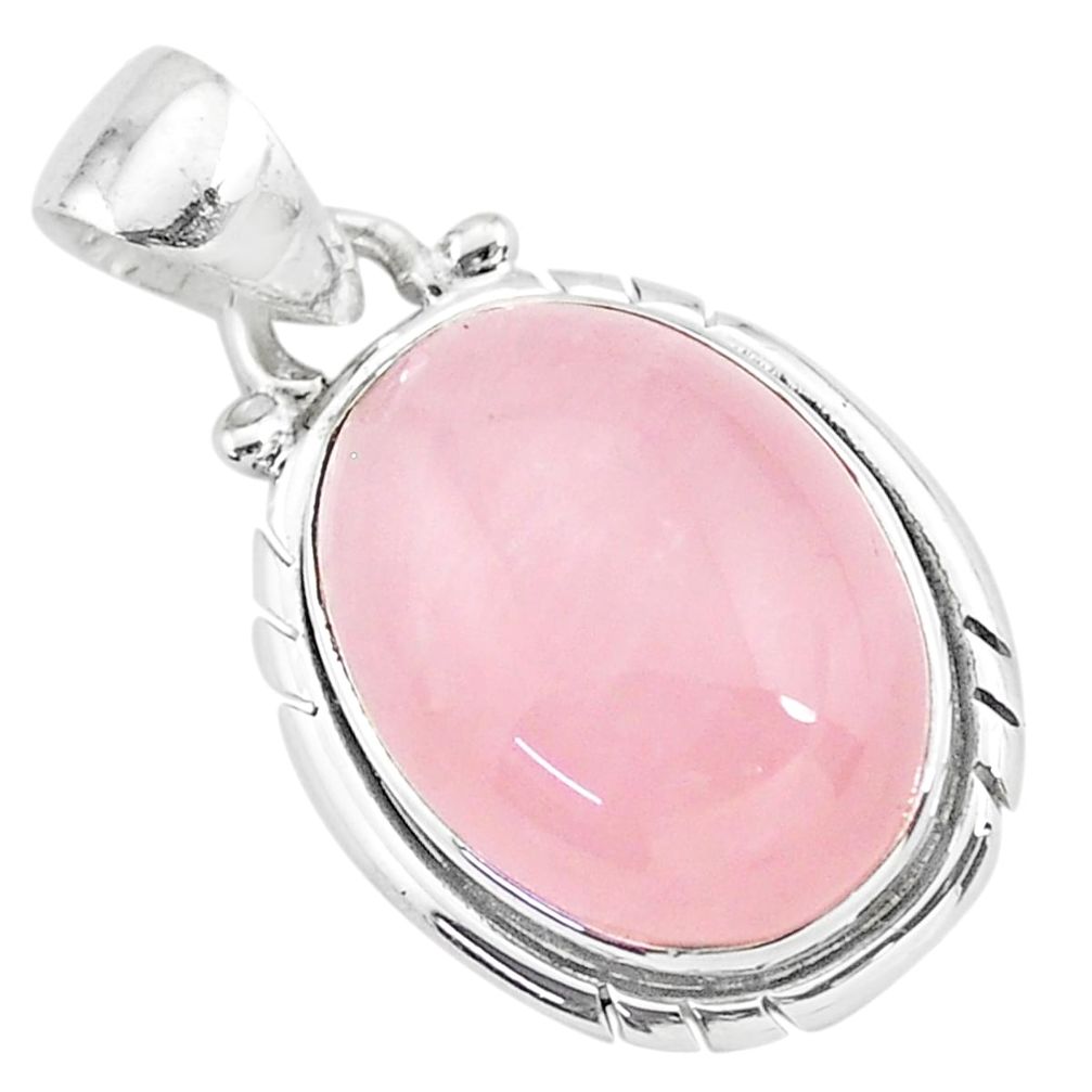 10.28cts natural pink rose quartz 925 sterling silver handmade pendant r96486