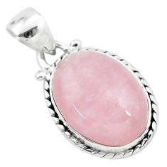 Clearance Sale- 9.37cts natural pink rose quartz 925 sterling silver handmade pendant r96505