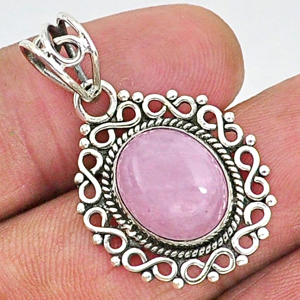 5.02cts natural pink rose quartz 925 sterling silver handmade pendant t1315