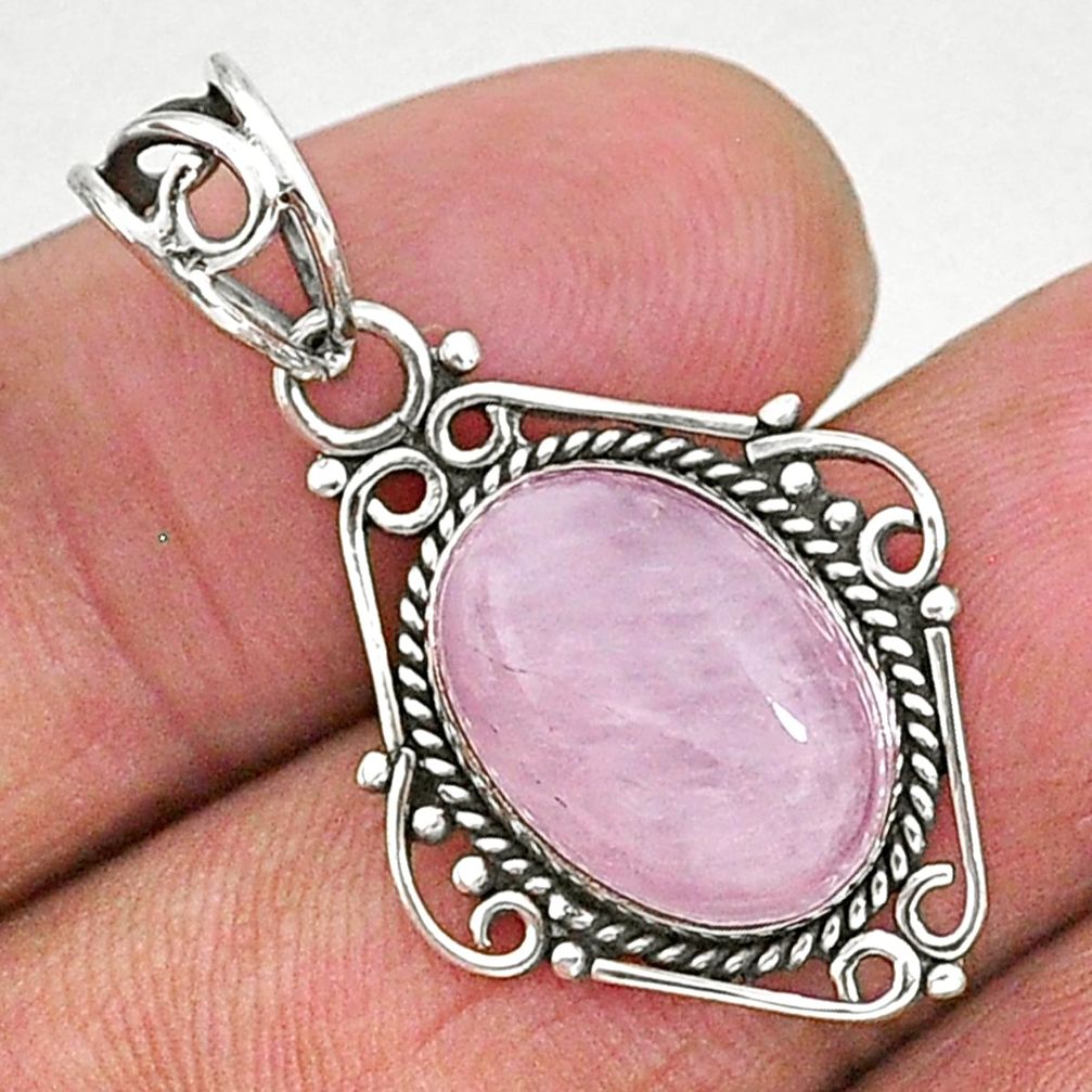 5.84cts natural pink rose quartz 925 sterling silver handmade pendant t1319