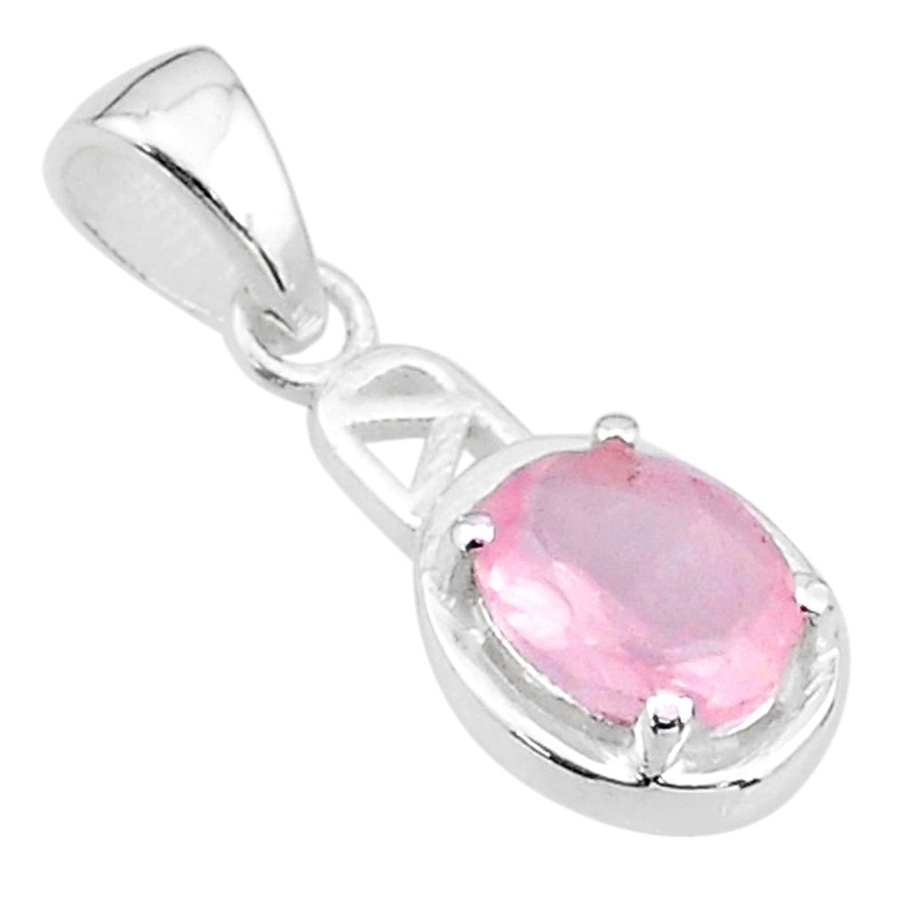 1.91cts natural pink rose quartz 925 sterling silver pendant jewelry t22287