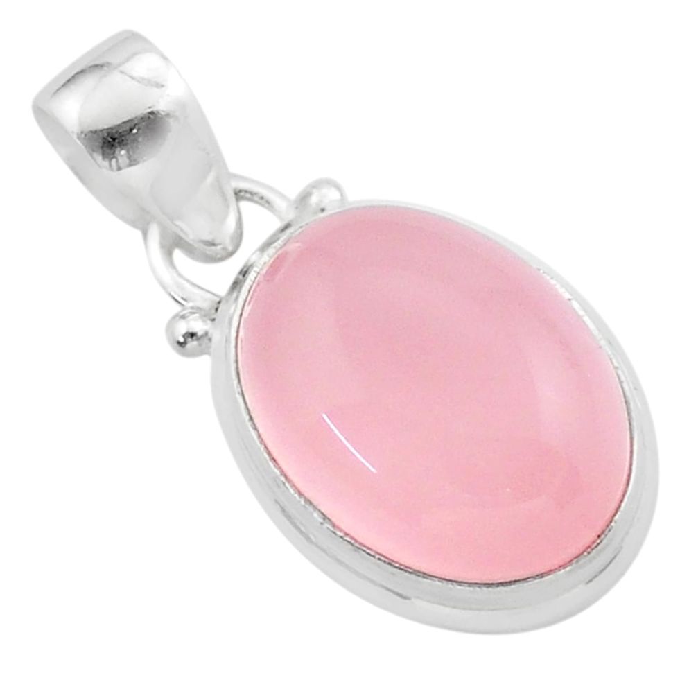 10.33cts natural pink rose quartz 925 sterling silver pendant jewelry t39265