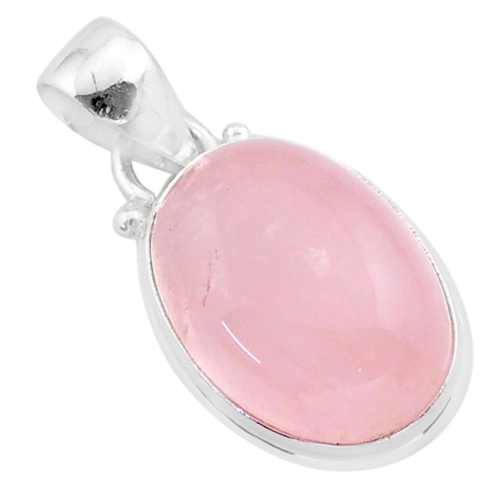14.23cts natural pink rose quartz 925 sterling silver pendant jewelry t39285