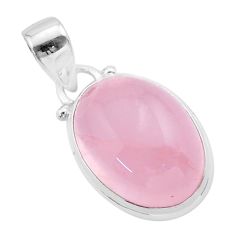 14.68cts natural pink rose quartz 925 sterling silver pendant jewelry t39287
