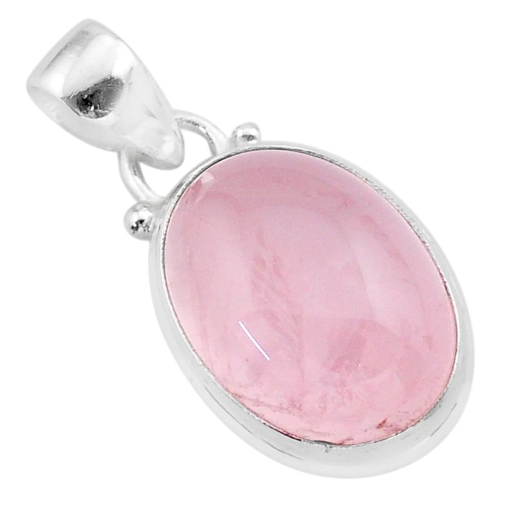 13.70cts natural pink rose quartz 925 sterling silver pendant jewelry t39294
