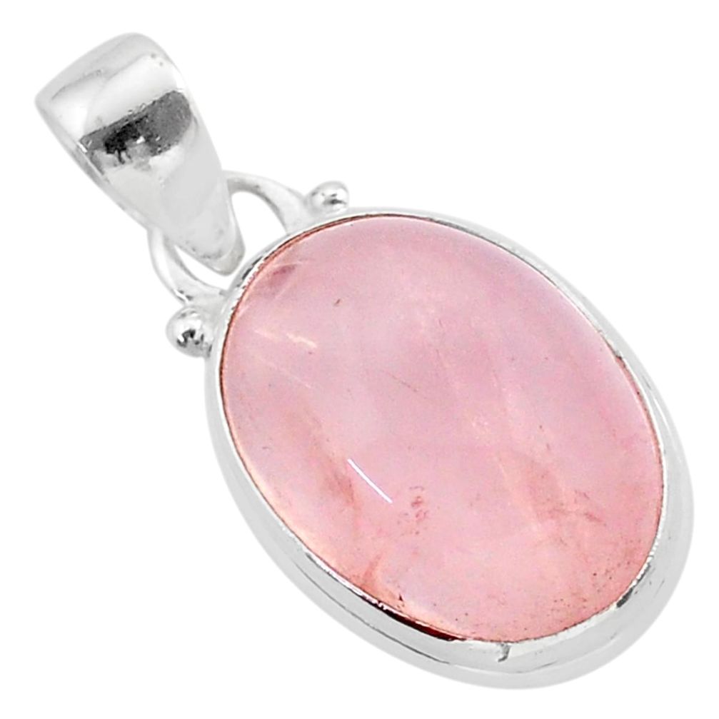 13.70cts natural pink rose quartz 925 sterling silver pendant jewelry t39297