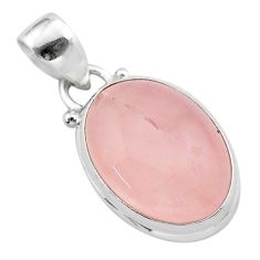 13.17cts natural pink rose quartz 925 sterling silver pendant jewelry t39342