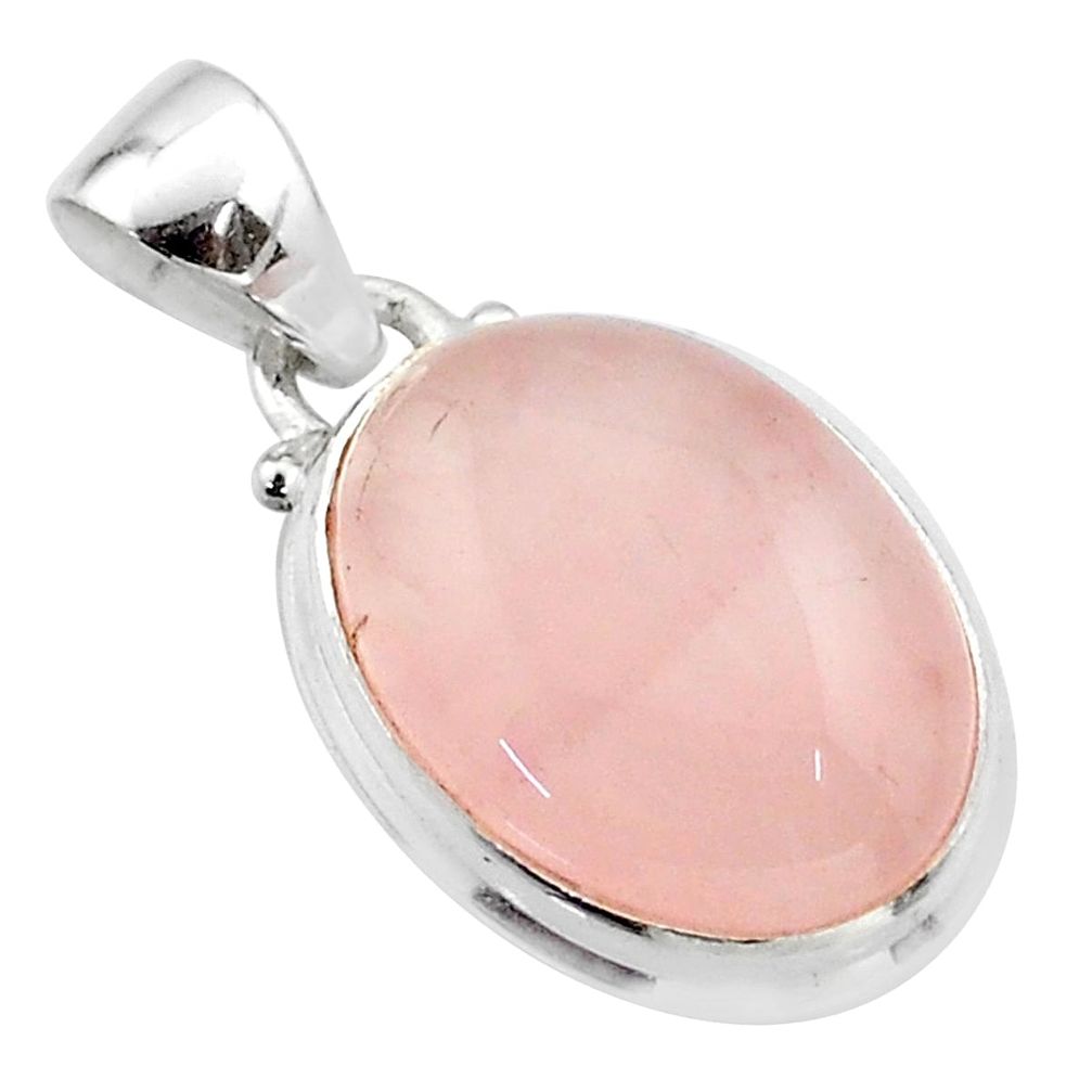 14.18cts natural pink rose quartz 925 sterling silver pendant jewelry t64363