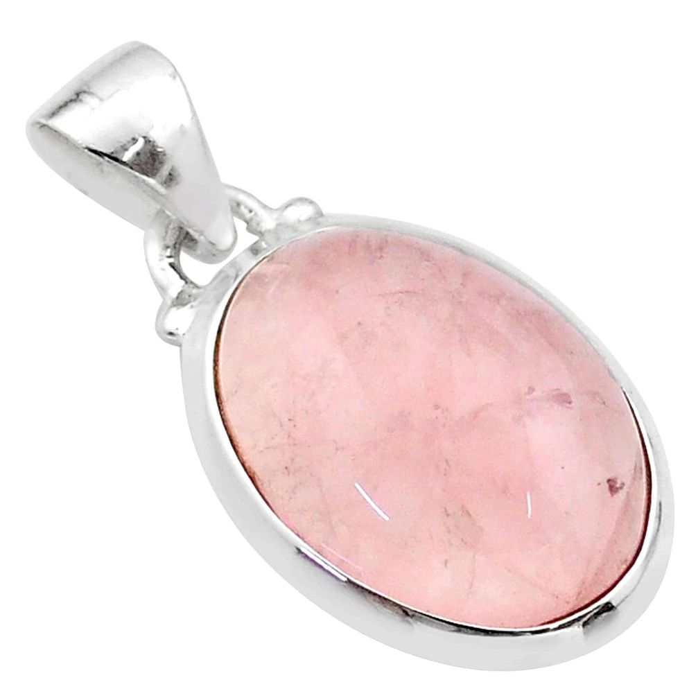 11.23cts natural pink rose quartz 925 sterling silver pendant jewelry t64370