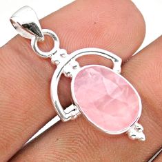 5.43cts natural pink rose quartz 925 sterling silver pendant jewelry u14091
