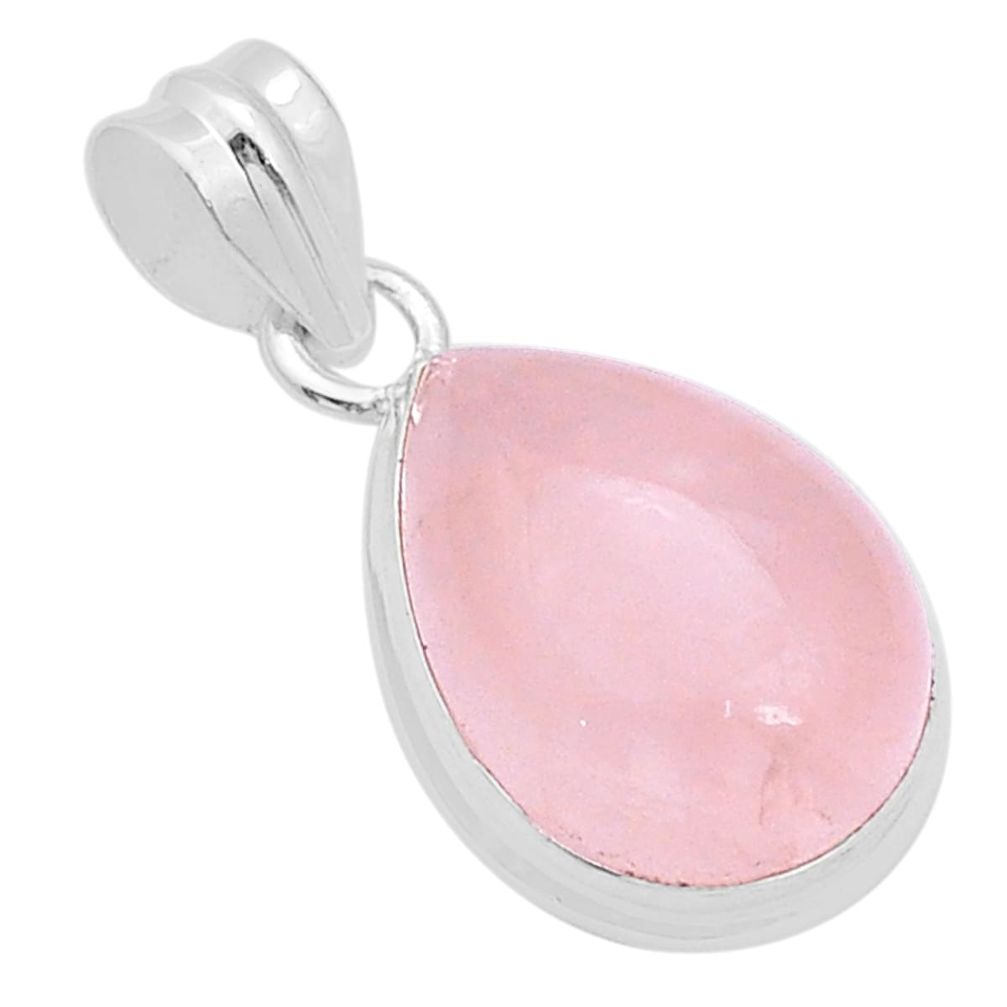 11.21cts natural pink rose quartz 925 sterling silver pendant jewelry u76585