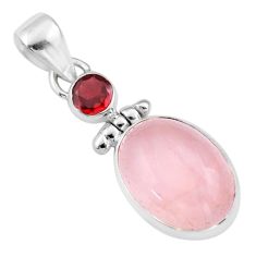 8.26cts natural pink rose quartz garnet 925 sterling silver pendant u7904