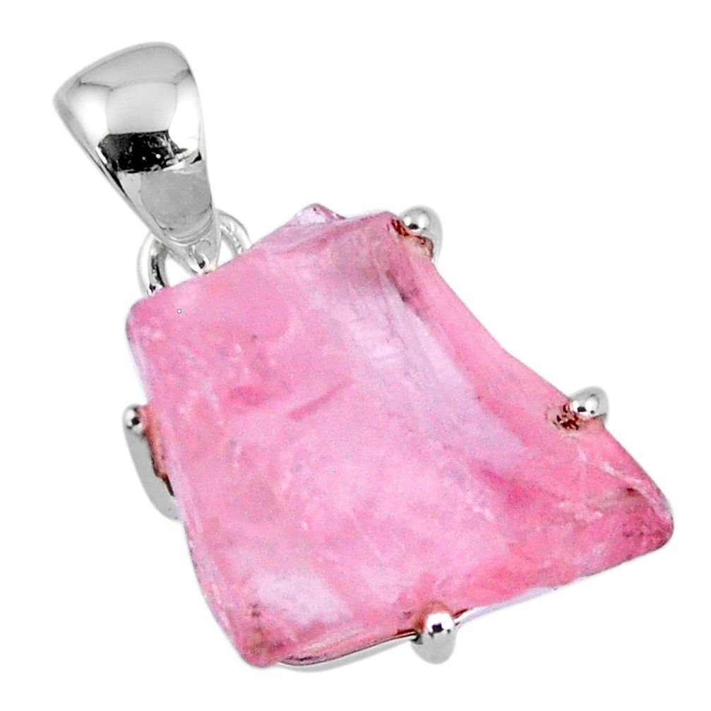 14.80cts natural pink rose quartz rough 925 sterling silver pendant r56638