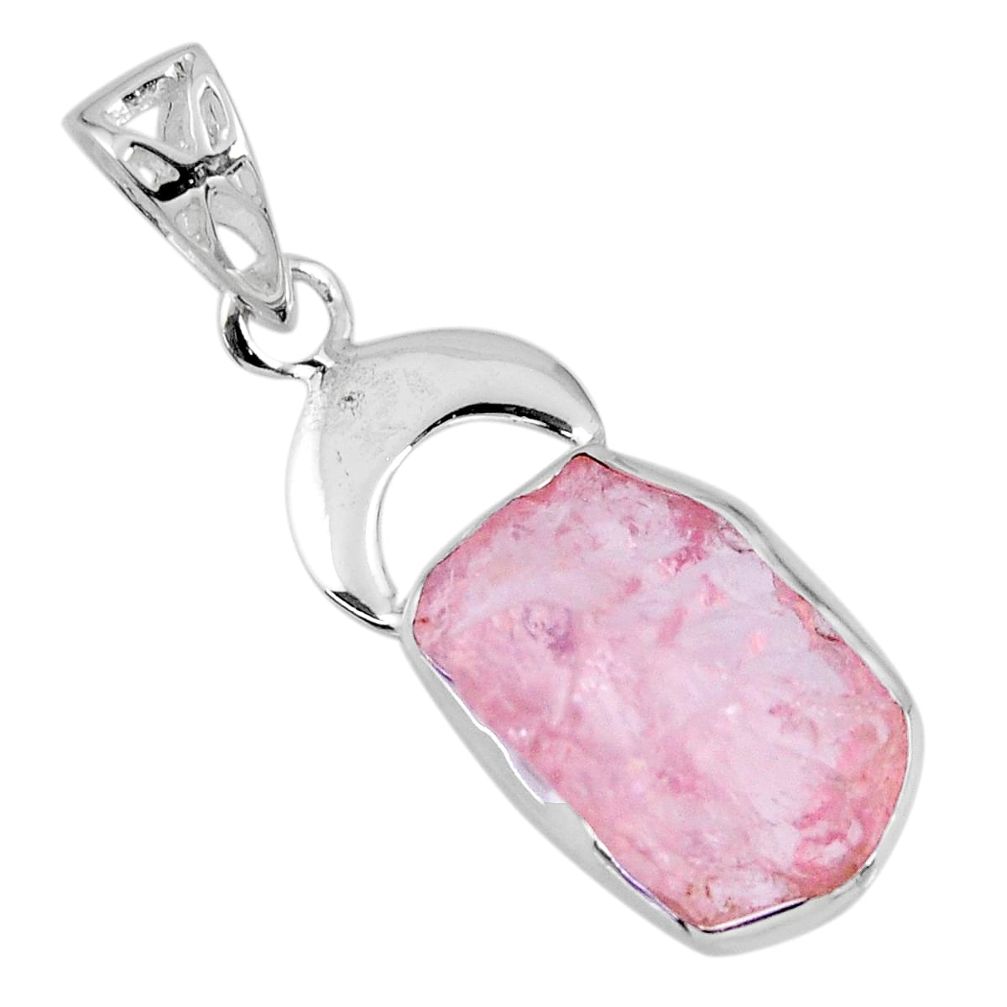 8.31cts natural pink rose quartz rough 925 sterling silver pendant r56818