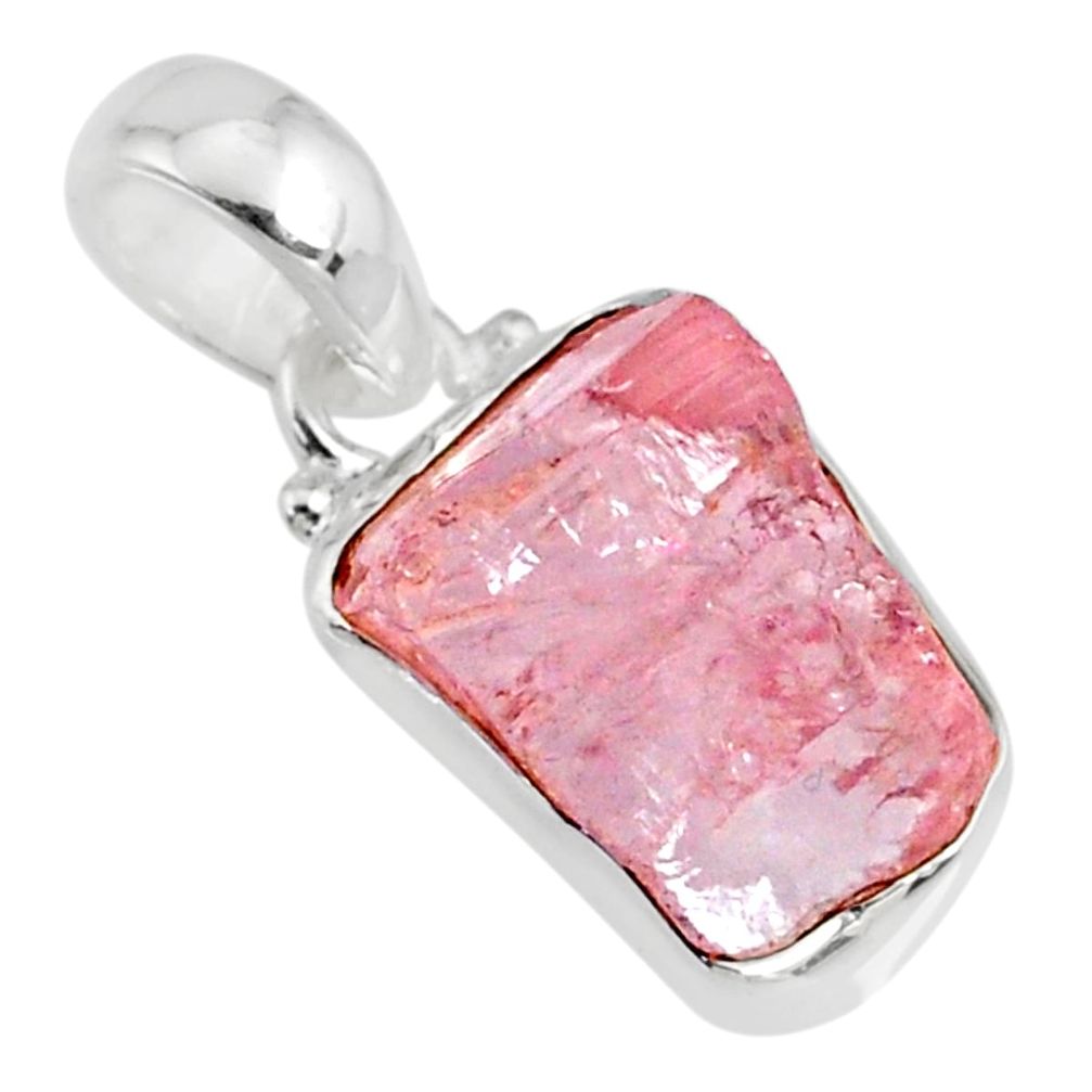 10.75cts natural pink rose quartz raw 925 sterling silver pendant r80743