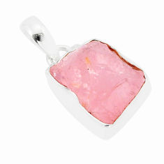 10.16cts natural pink rose quartz rough fancy 925 sterling silver pendant y63364
