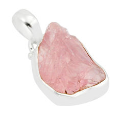 8.43cts natural pink rose quartz rough fancy 925 sterling silver pendant y63374