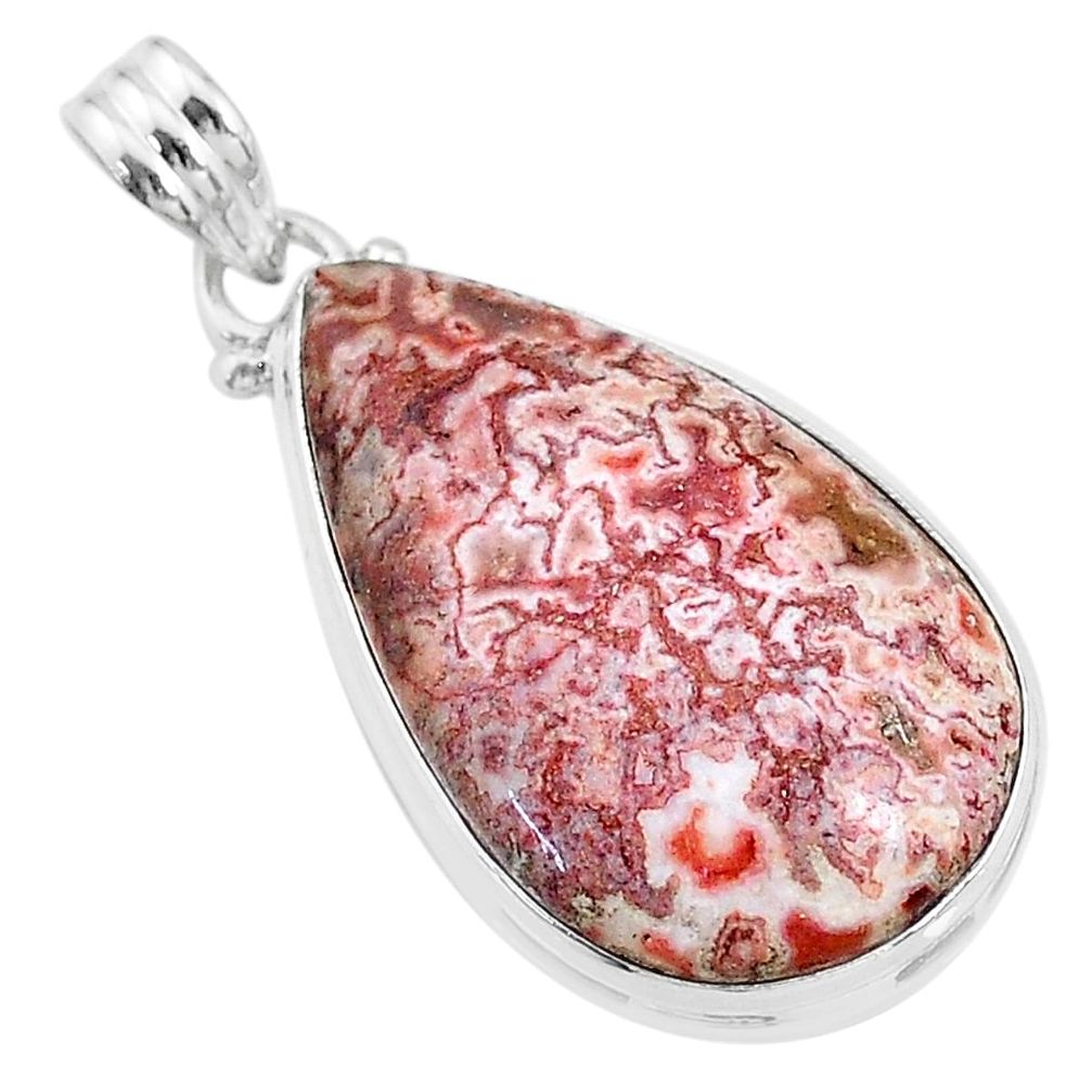 19.72cts natural pink rosetta stone jasper 925 sterling silver pendant t18462