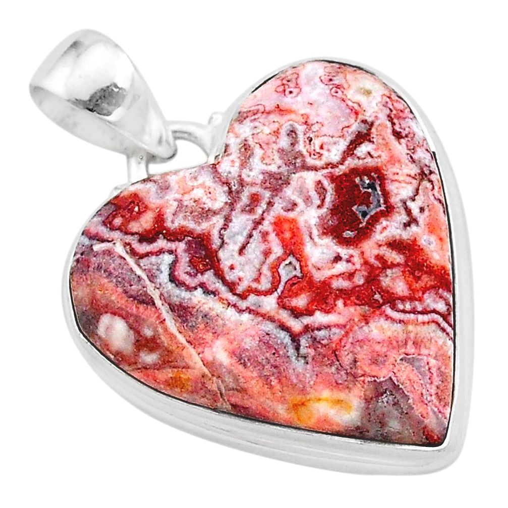 18.57cts heart pink rosetta stone jasper 925 sterling silver pendant t22983