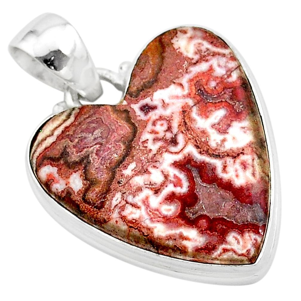 18.15cts heart pink rosetta stone jasper 925 sterling silver pendant t22987