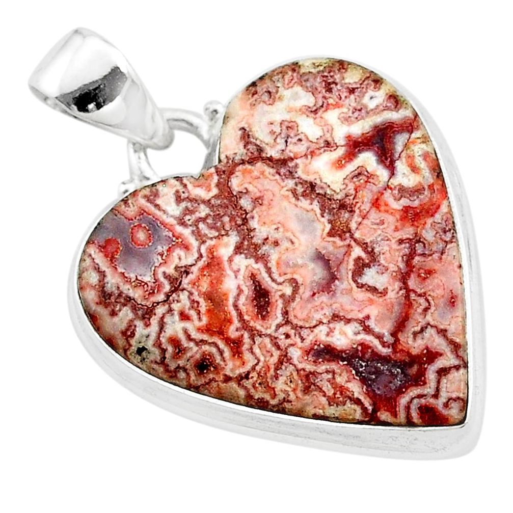 17.68cts heart pink rosetta stone jasper 925 sterling silver pendant t22997