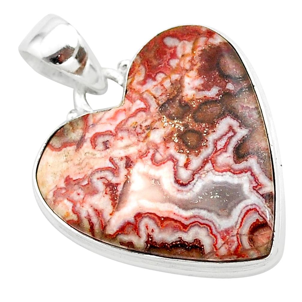 20.07cts heart pink rosetta stone jasper 925 sterling silver pendant t23011