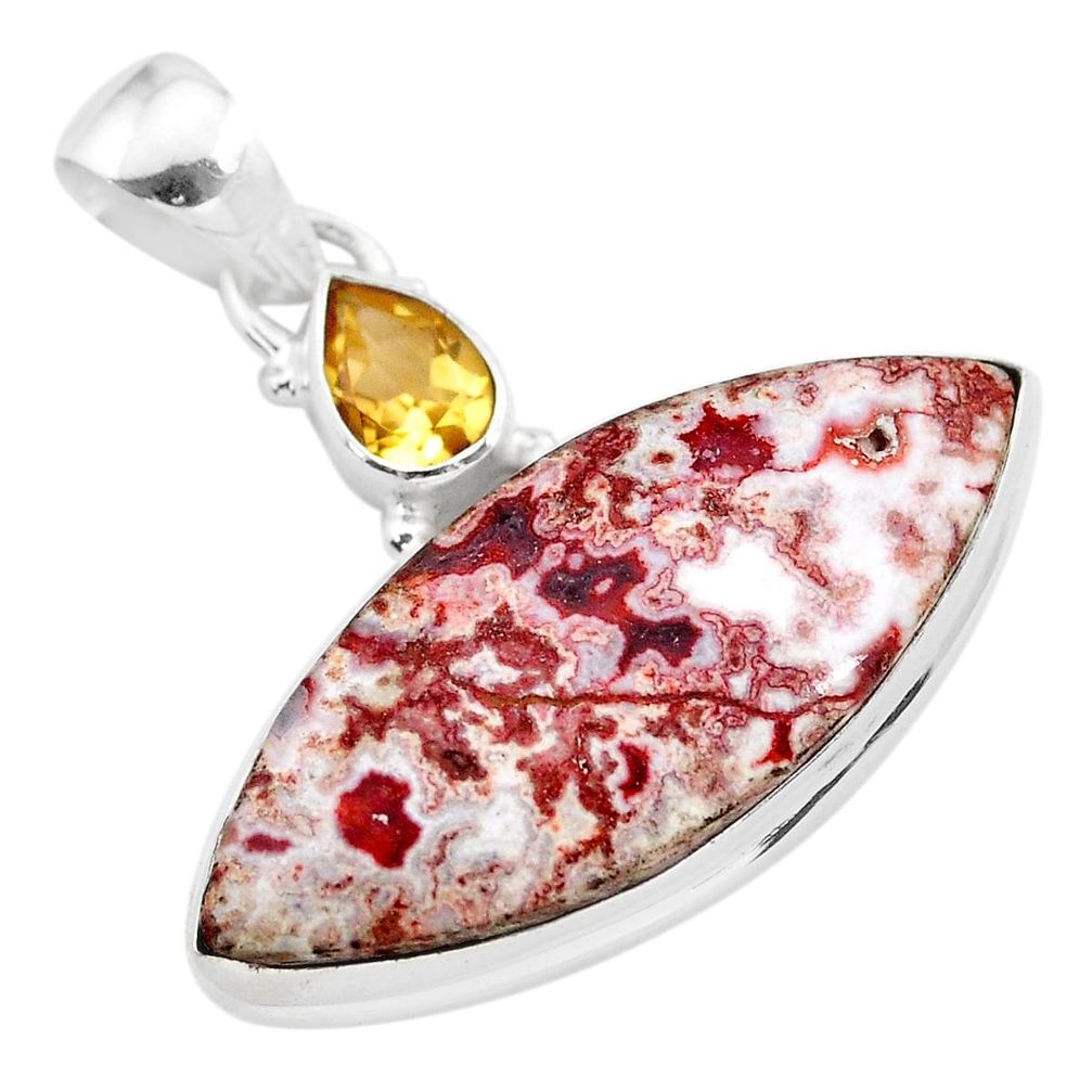 17.22cts natural pink rosetta stone jasper citrine 925 silver pendant t28570