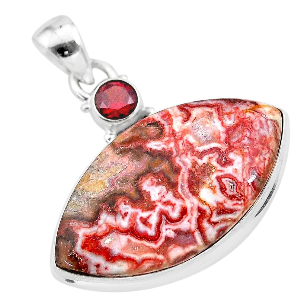 22.05cts natural pink rosetta stone jasper garnet 925 silver pendant t28535