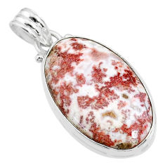 15.08cts natural pink rosetta stone jasper oval 925 silver pendant t18485