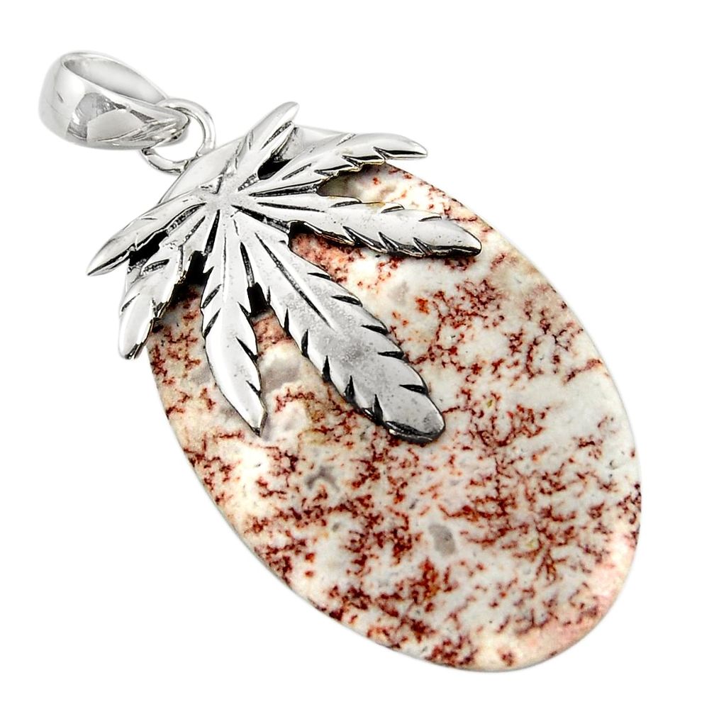  pink rosetta stone jasper silver deltoid leaf pendant d45550