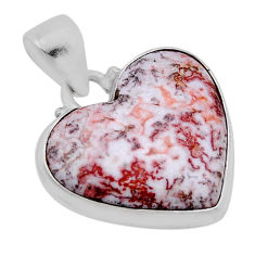 13.42cts natural pink rosetta stone jasper sterling silver heart pendant n51189