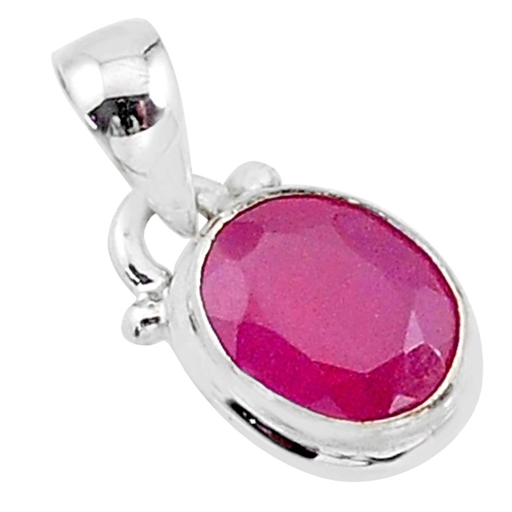 2.88cts natural pink ruby 925 silver handmade pendant jewelry t16760