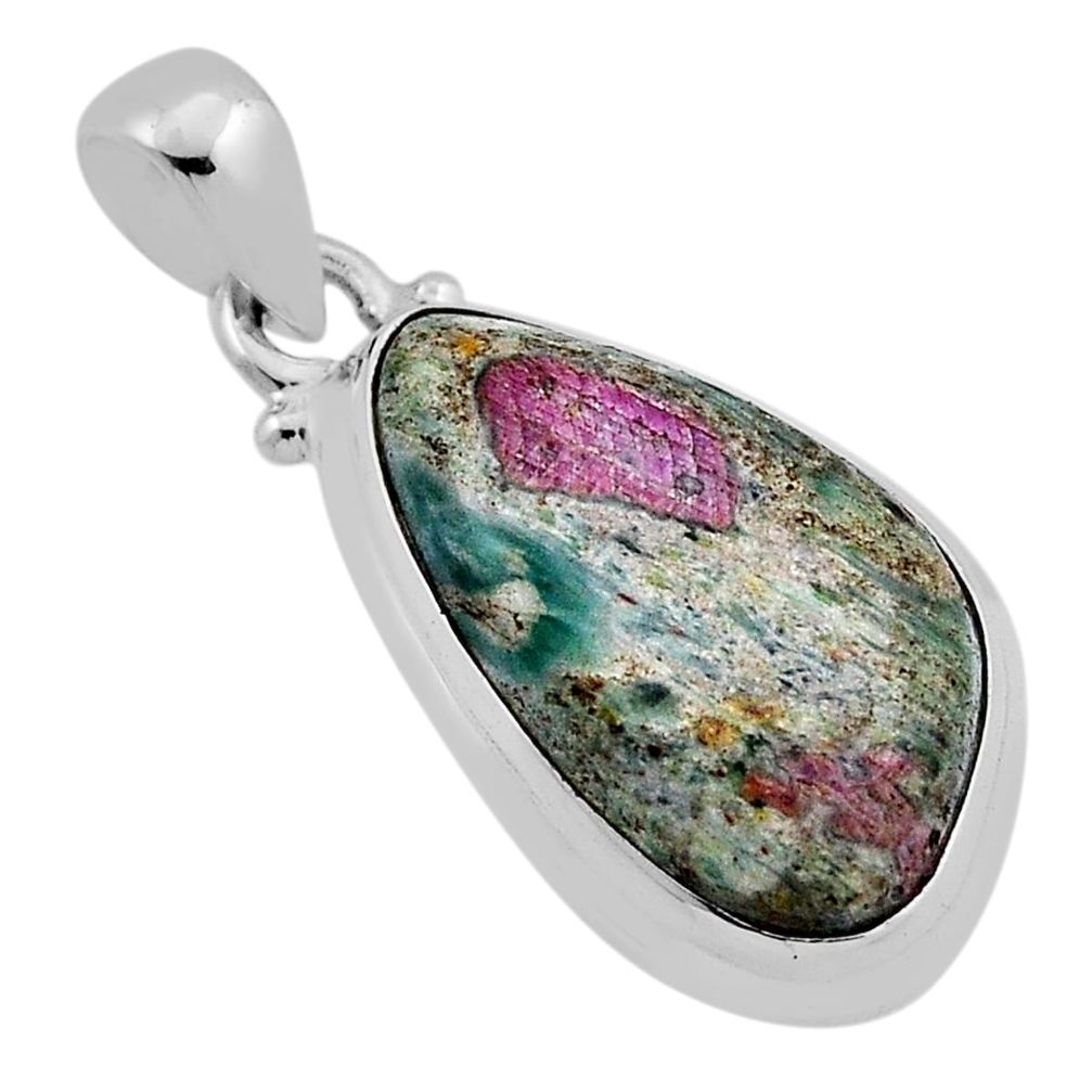 8.51cts natural pink ruby in fuchsite 925 sterling silver pendant jewelry n38621