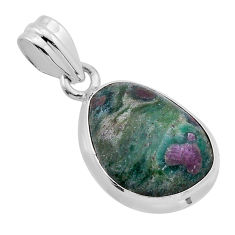 10.94cts natural pink ruby in fuchsite fancy 925 sterling silver pendant n51538