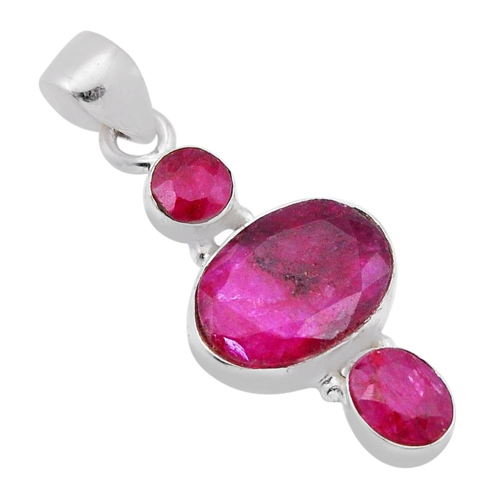 5.76cts natural pink ruby oval shape 925 sterling silver pendant jewelry n44800
