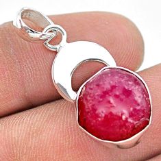 7.38cts natural pink ruby rough 925 sterling silver moon pendant jewelry t30957