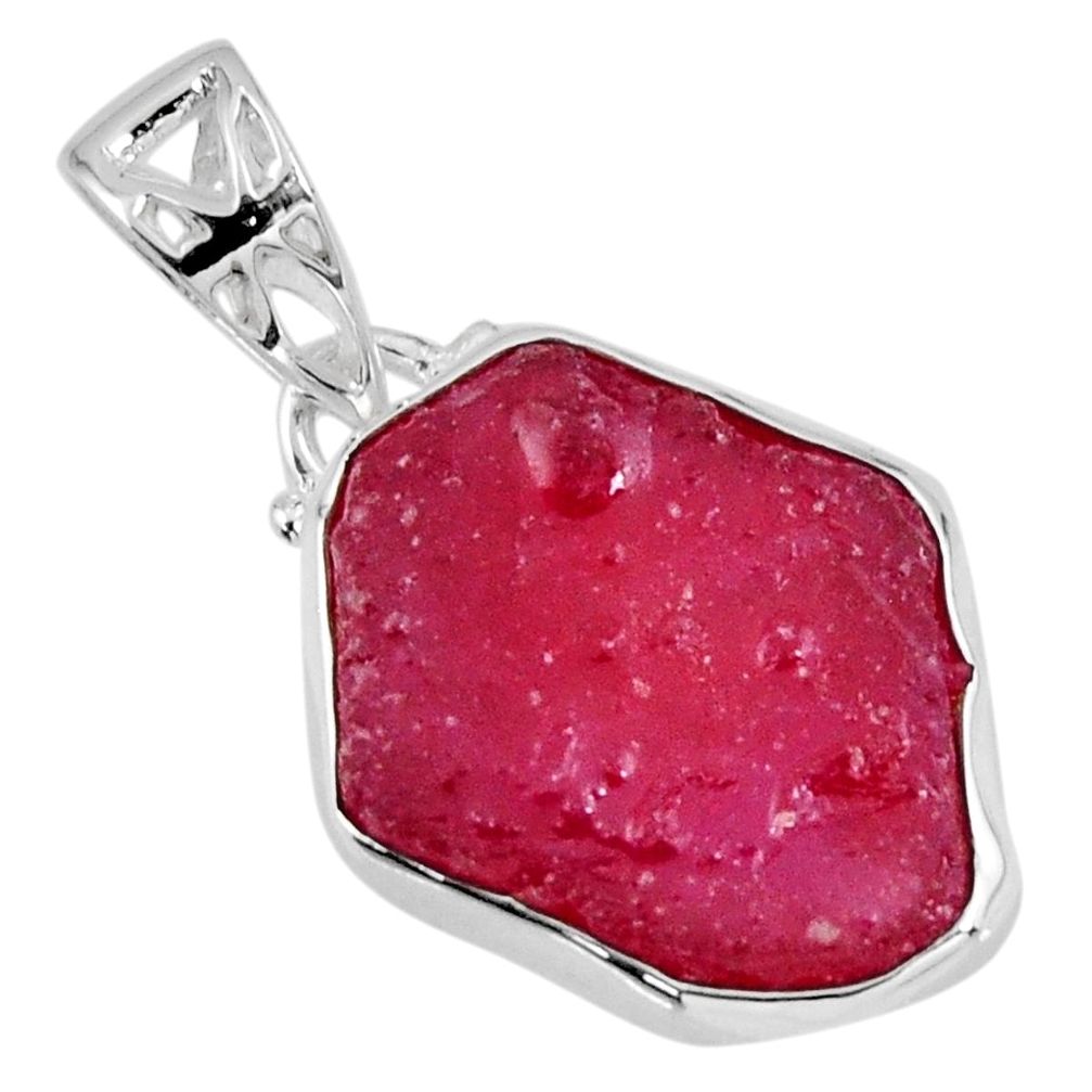 13.87cts natural pink ruby rough 925 sterling silver pendant jewelry r56586