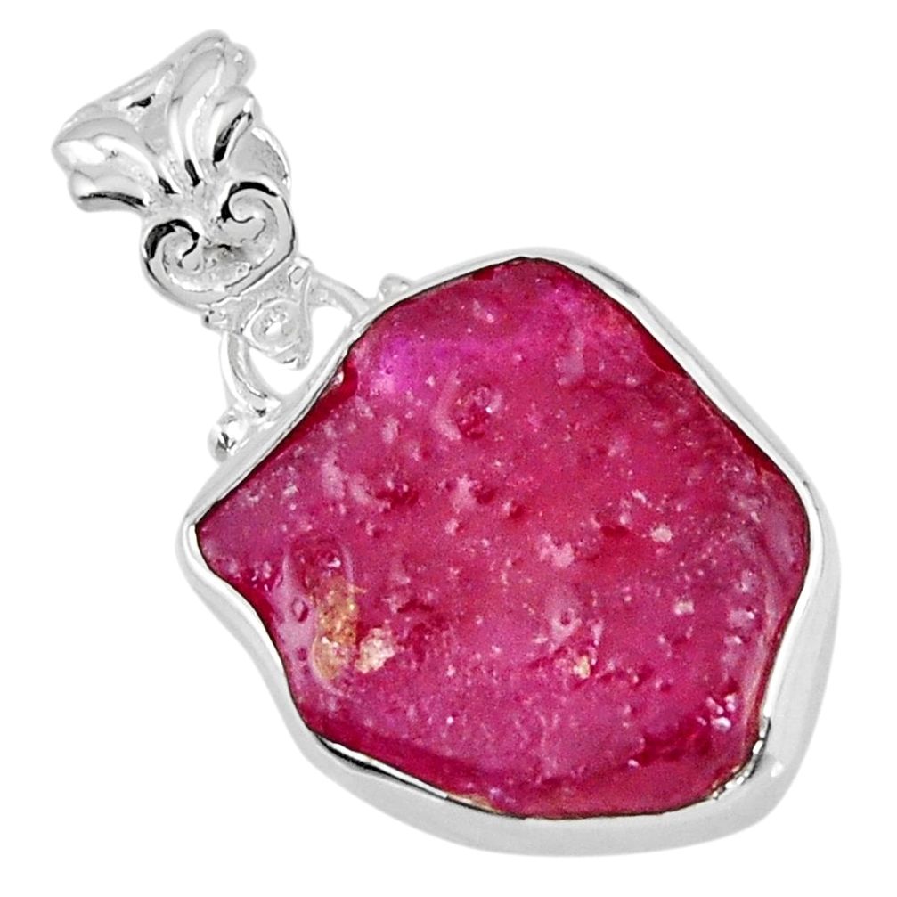 13.49cts natural pink ruby rough 925 sterling silver pendant jewelry r56587