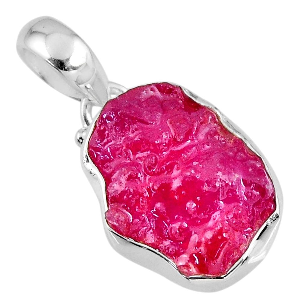 11.57cts natural pink ruby rough 925 sterling silver pendant jewelry r56590