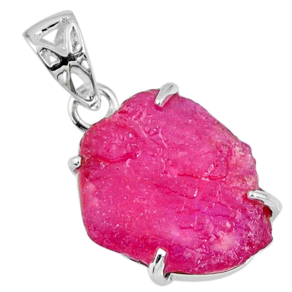 14.80cts natural pink ruby rough 925 sterling silver pendant jewelry r56753