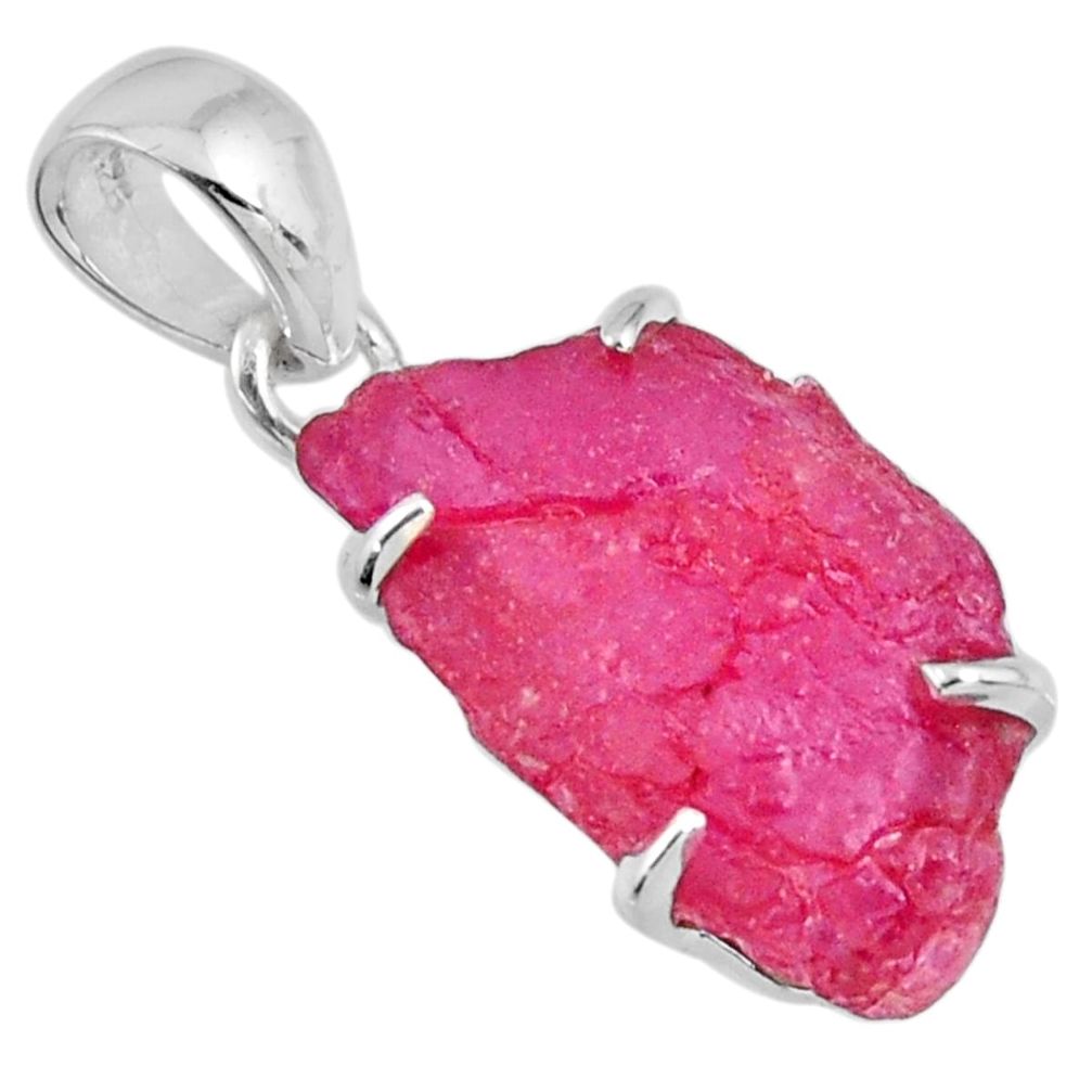 13.04cts natural pink ruby rough 925 sterling silver pendant jewelry r56758