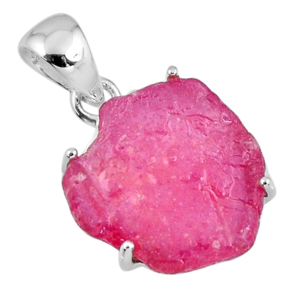 15.17cts natural pink ruby rough 925 sterling silver pendant jewelry r56759